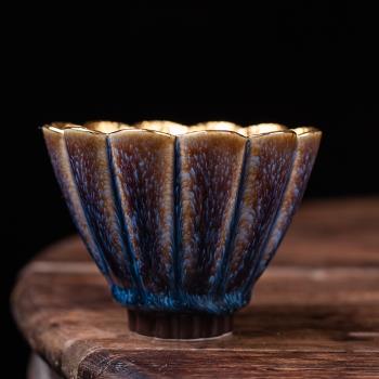 肖堂興天目鎏金主人杯茶杯陶瓷功夫品茗杯茶盞24K金家用茶碗單杯