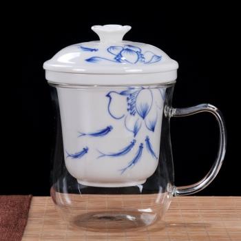 陶瓷耐熱加厚玻璃帶把創意茶杯
