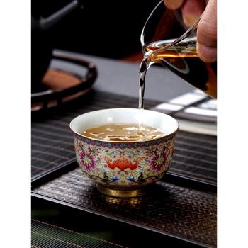 景德鎮琺瑯彩個人專用茶杯陶瓷品茗杯單杯單個茶碗杯青花瓷主人杯