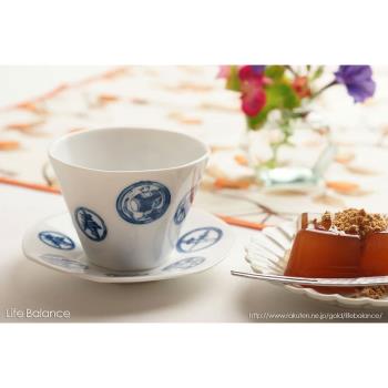 深山窯miyama 七福 茶煎碗 茶杯托 茶杯（白磁）七福紋 丸紋