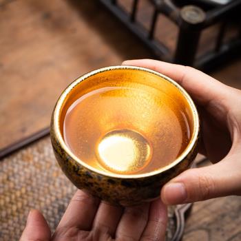 大漆鎏金斂口杯漆器茶具純手工大漆杯功夫茶杯單個主人杯陶瓷禮品