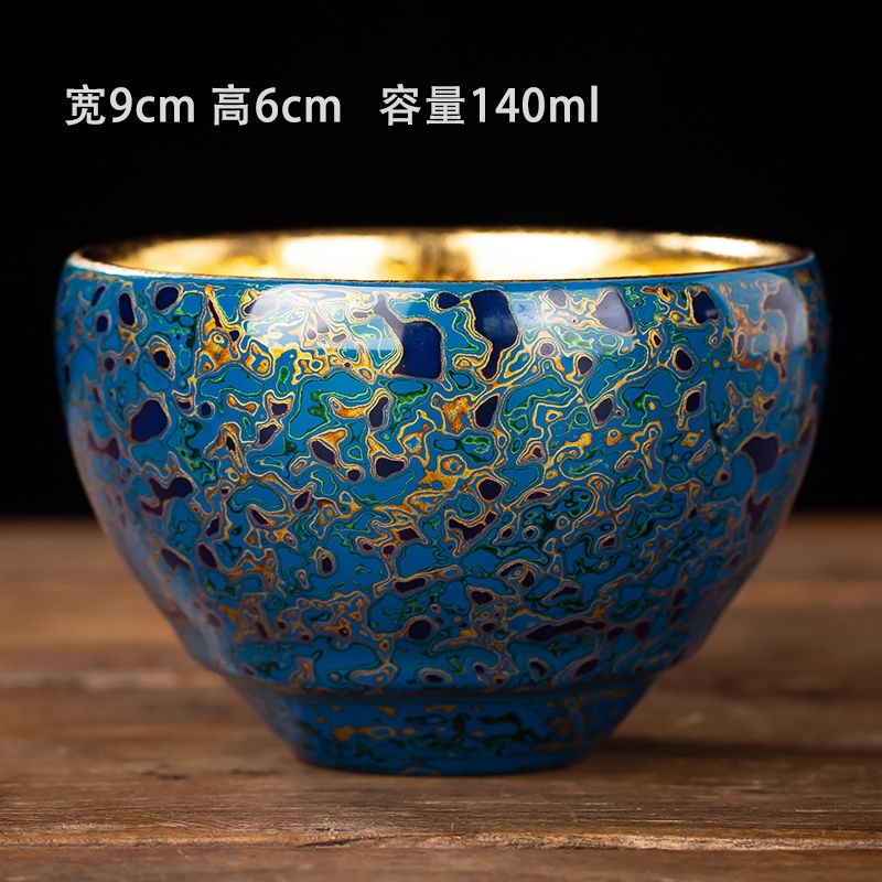 大漆鎏金斂口杯漆器茶具純手工大漆杯功夫茶杯單個主人杯陶瓷禮品|茶杯