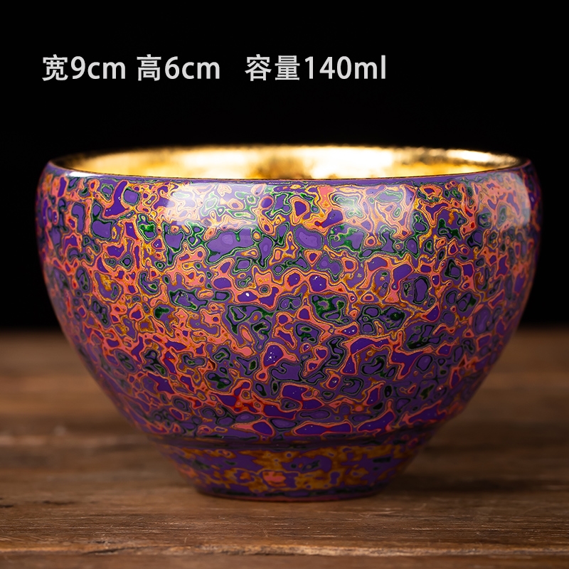 大漆鎏金斂口杯漆器茶具純手工大漆杯功夫茶杯單個主人杯陶瓷禮品|茶杯