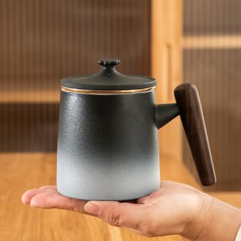 大號漸變陶瓷泡茶杯創意馬克杯過濾內膽茶水分離帶蓋綠茶辦公水杯