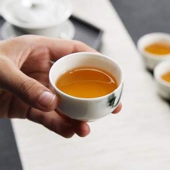 中式水墨風茶具茶杯陶瓷單個品茗杯功夫小茶杯主人杯家用泡茶杯子