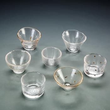 日式錘紋品茗杯透明加厚耐熱玻璃