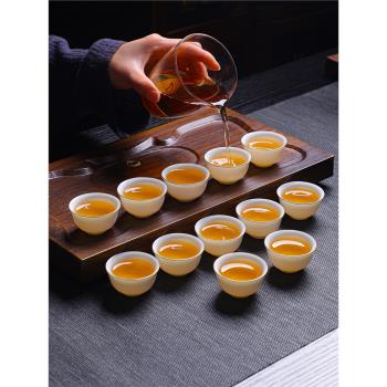 陶瓷功夫小茶杯25ml羊脂玉瓷品茗杯茶碗家用白瓷茶具一口杯12只