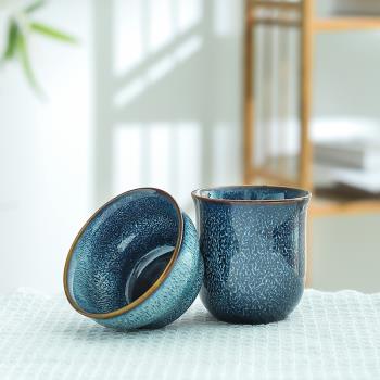 陶瓷窯變拉絲140ml復古中式茶杯