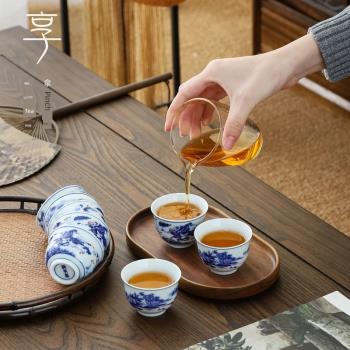 青花瓷茶杯主人杯陶瓷功夫小茶杯單杯茶具茶盞套裝陶瓷茶碗品茗杯