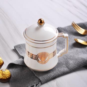 歐式大容量陶瓷水杯家用茶杯馬克杯創意時尚骨瓷杯子帶蓋子客廳