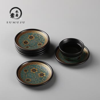 中國風陶瓷茶杯墊復古隔熱墊茶托杯托創意家用功夫茶具茶道零配件