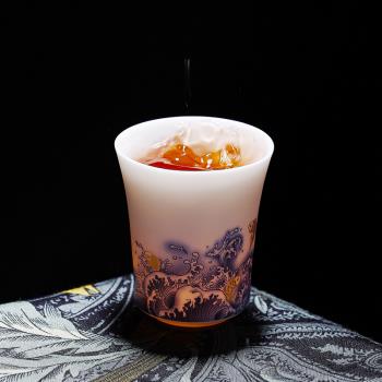 素燒羊脂玉白瓷主人杯高階陶瓷單杯個人專用功夫茶具家用品茗茶杯