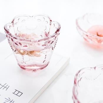 日式杯子玻璃櫻花桃心喝水杯茶杯咖啡杯果汁杯牛奶花茶杯小水晶杯