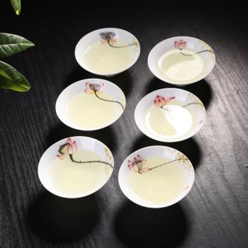 日式五彩花瓷手繪斗笠陶瓷單杯功夫茶具小茶杯品茗杯子白瓷泡茶盅