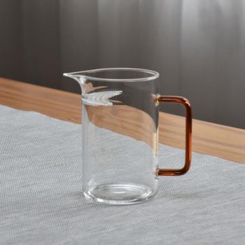 耐熱玻璃杯公道杯 透明泡茶綠茶杯 一體月牙片過濾茶水分離玻璃杯