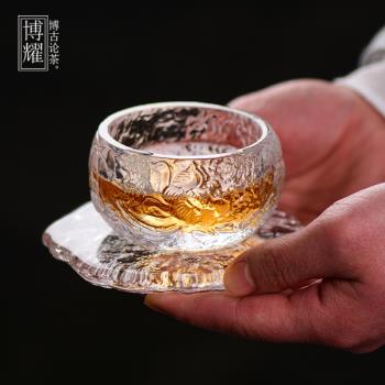 日式琉璃茶杯加厚透明玻璃主人杯單杯功夫茶具個人品茗杯小茶盞