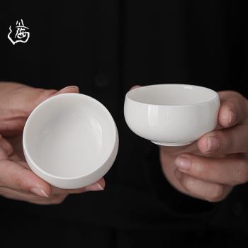 羊脂玉茶杯家用喝茶杯德化白瓷羅漢杯功夫茶具品茗單杯客杯小杯子
