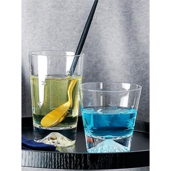 創意日本富士山杯耐熱水晶玻璃水杯雪山杯茶杯威士忌酒杯果汁杯子