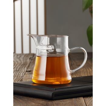 玻韻簡易泡茶杯玻璃月牙過濾公道杯茶漏一體分茶器茶水分離杯公杯