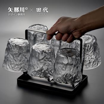 日式石紋玻璃水杯套裝 加厚家用飲料玻璃杯茶杯果汁杯高顏值杯子