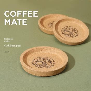 物生物軟木杯墊辦公室茶杯墊家用圓形吸水木墊日式木質咖啡杯墊托