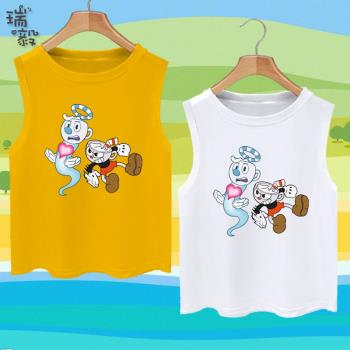 Cuphead茶杯頭周邊t恤衫純棉背心