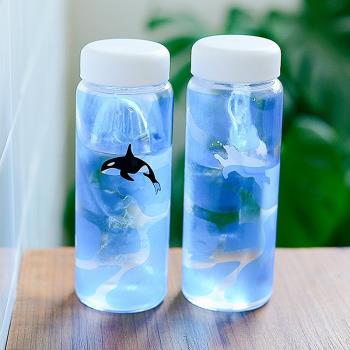 HAMO游泳創意藍色玻璃瓶隨手杯