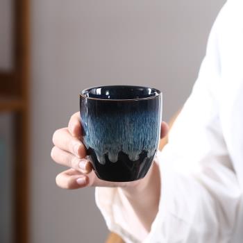 大號陶瓷茶杯窯變藍主人杯水杯180毫升個人杯窯變天目創意單杯瓷