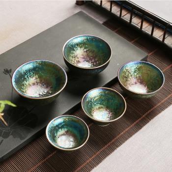 七彩陶瓷天目釉窯變建盞茶杯茶盞品茗杯大茶杯個人茶碗單個主人杯