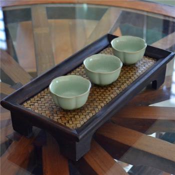 泰國木質編織托盤泰式水杯茶杯托盤茶盤酒店長方形托盤藤東南亞風