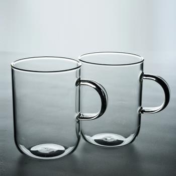馨玉坊耐高溫玻璃杯帶把加厚花茶杯家用辦公水杯茶水泡茶杯大容量