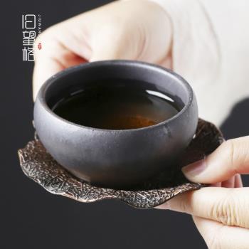 舊望格鎏金陶瓷品茗杯手工日式茶杯家用大號加厚主人杯喝茶杯子