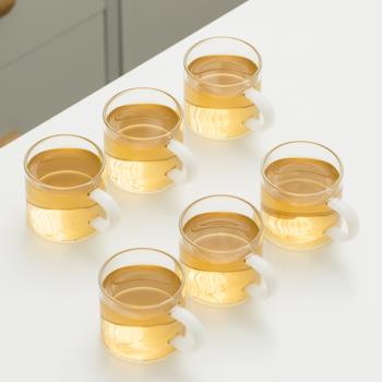 玻璃小茶杯透明品茗杯帶把喝水杯家用簡約耐高溫主人單杯功夫茶具