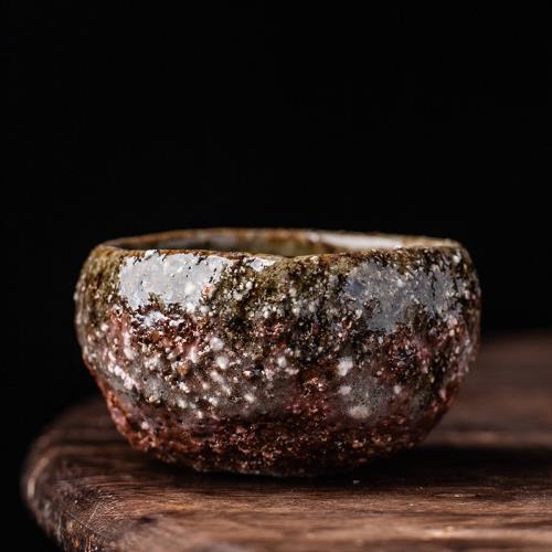 手作志野燒主人杯日式開片茶杯品茗杯陶瓷老巖泥原礦手捏功夫茶盞