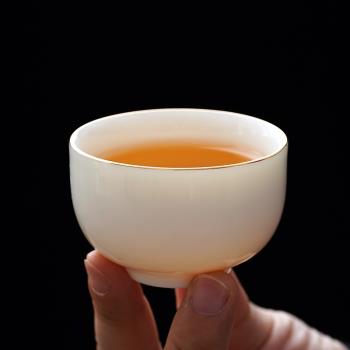 陶瓷茶杯茶具羊脂玉茶杯功夫日式茶杯子主人杯仙鶴單杯品茗杯單個