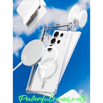 韓國VICXXO透明手機殼適用於三星S24/+/Ultra手機保護殼MagSafe磁吸全包防摔Plus保護套硬殼