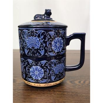 一園茶具中式陶瓷茶杯帶蓋男士個人專用高端奢華老板杯大容量過濾