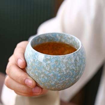 窯變陶瓷主人杯不倒杯茶盞功夫茶具單只品茗杯茶碗日式單個小茶杯