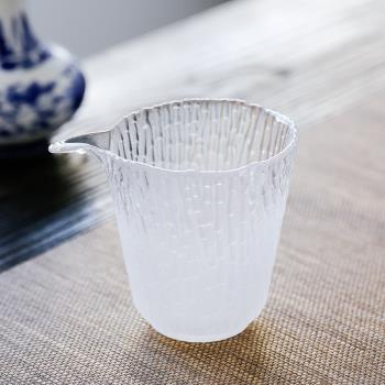 日式云霧玻璃公道杯功夫茶具耐熱家用大號三才蓋碗茶杯分茶器套裝