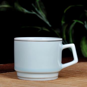 有耳陶瓷茶杯100ml功夫茶具品茗杯帶把家用加厚耐高溫中式小杯子