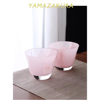 山桜硝子櫻花粉彩杯日式茶杯 設計師創新陶瓷方法燒制玻璃落櫻彩