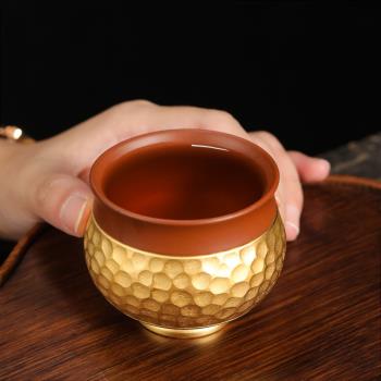 金油滴建盞24K黃金鐵胎品茗杯純手工單杯主人杯青瓷大號高檔缽盞