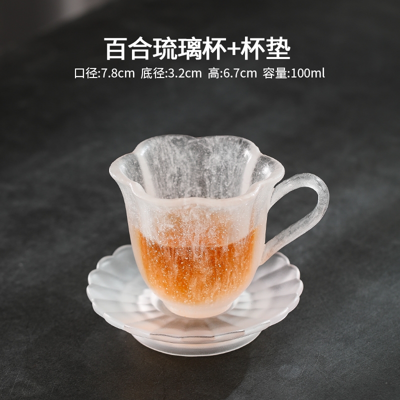 Cathyladi 日式創意琉璃茶杯咖啡杯家用小號玻璃輕奢茶具水晶杯墊|茶杯|ETMall東森購物網