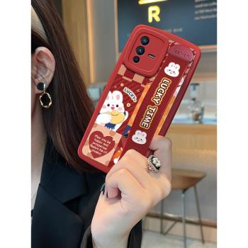 好運暴富適用vivoS12手機殼腕帶S15保護套s9全包防摔s10Pro可愛vivo女款s7網紅10e新款支架矽膠s12新年兔年