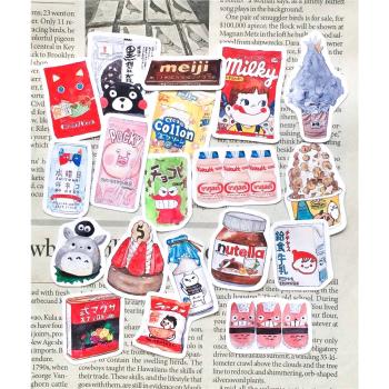 【特價】ins風網紅可愛水彩日本零食小吃食物 手帳手機殼水杯貼紙