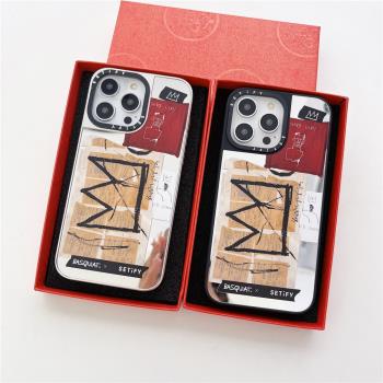 Case原版MagSafe磁吸Basquiat皇冠適用iPhone15/14ProMax手機殼蘋果13Pro個性鏡面12潮牌男款防摔保護套
