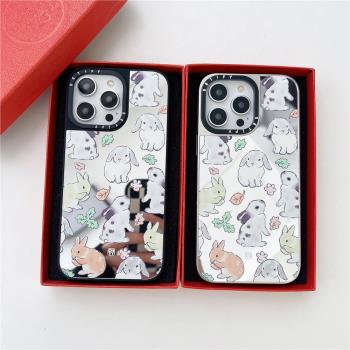Case原版MagSafe磁吸可愛小兔子適用iPhone15/14ProMax手機殼蘋果13卡通電鍍鏡面12女款防摔保護套