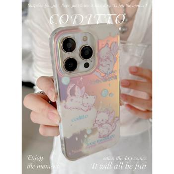coditto雲朵天使雙層磨砂適用iPhone15promax手機殼可愛少女心蘋果15pro創意14promax新款14pro鐳射13pro可愛