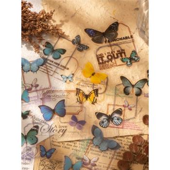 蝴蝶密林手賬PET透明貼紙包防水手機后殼手帳裝飾小圖案拼貼素材