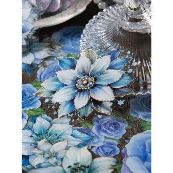藍色之戀復古植物燙金貼紙透明PET防水手機殼貼畫裝飾手帳素材畫